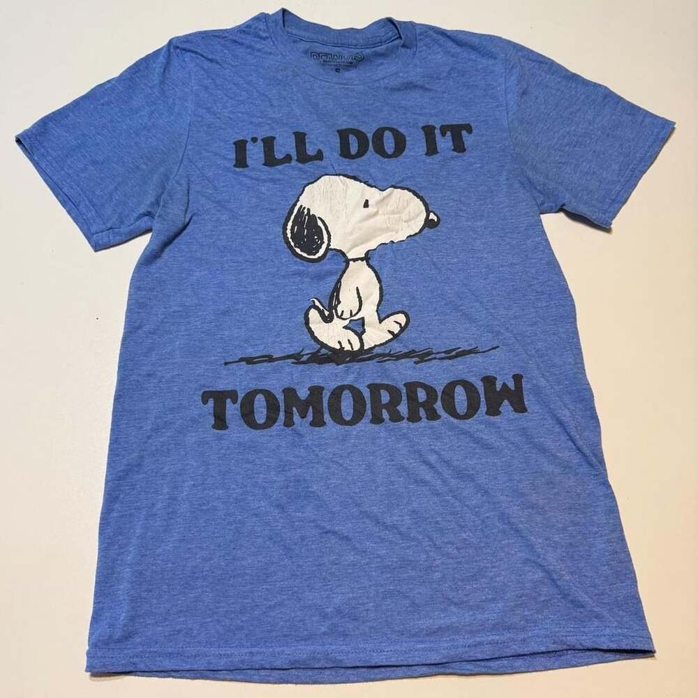 Peanuts Snoopy I'll Do It Tomorrow Graphic T-Shirt Heather Blue